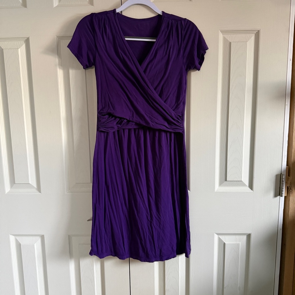 Nursing Purple faux Wrap Dress Fits like Size Small